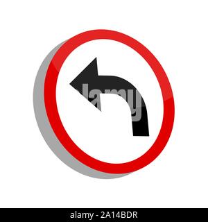 Isolated 3D traffic signal. Left turn sign - Vector Stock Vector