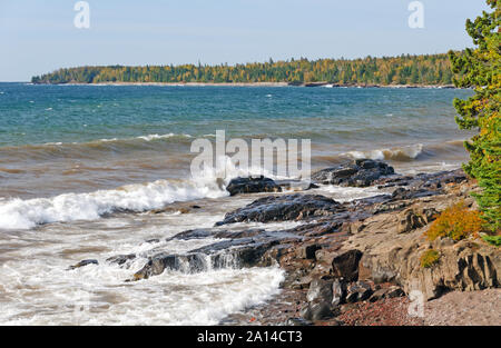 Waves on the North Shore of Lake Superior Stock Photo