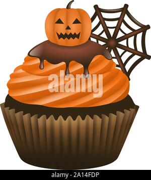 halloween cupcake illustration Stock Vector