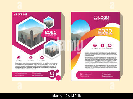 Brochure design, cover modern layout, annual report, poster, flyer in A4 with colorful, geometric shapes for tech, science, market with light backgrou Stock Photo