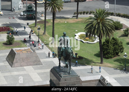 Montevideo, Uruguay - March 3 2016: Aerial view of daily life and main square of the city Stock Photo