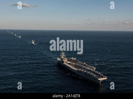 The Ronald Reagan Carrier Strike Group and Republic of Korea Navy ships. Stock Photo
