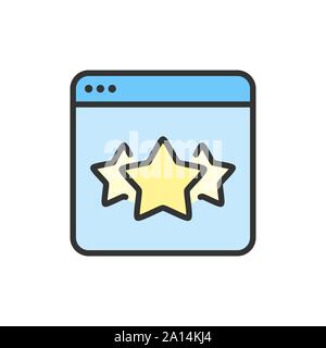 Vector stars in browser, best choice website, feedback flat color line icon. Stock Vector