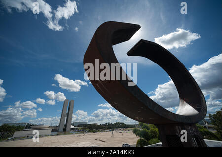 Brasilia, Brazil - May 17 2013: Pyre of freedom, national congress and the square of three powers Stock Photo