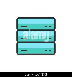 Vector server, data, web hosting flat color line icon. Stock Vector