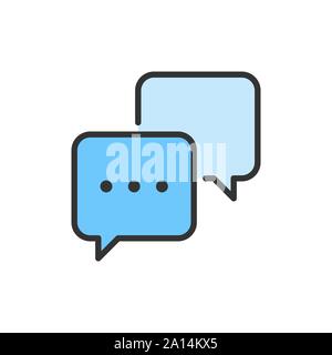 Vector chat, sms, comments, speech bubbles flat color line icon. Stock Vector
