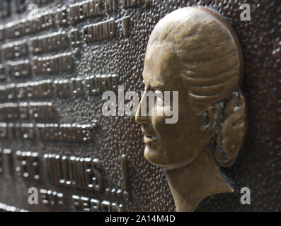 Buenos Aires, Argentina - April 30 2016: Image of Evita Peron in front of her tomb. Cemetery of Recoleta Stock Photo