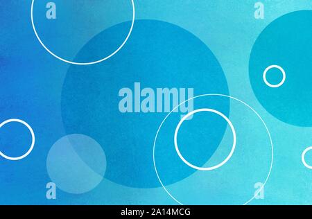 Abstract light and dark blue background with white rings and blue circles layered  in modern abstract art design Stock Photo