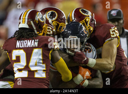 Washington Redskins linebacker Cole Holcomb (55) defends against the Dallas  Cowboys during the second half of an NFL football game in Arlington, Texas,  Sunday, Dec. 15, 2019. (AP Photo/Michael Ainsworth Stock Photo - Alamy