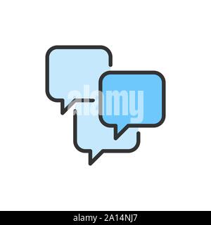 Vector speech bubbles, sms, chat, comments flat color line icon. Stock Vector