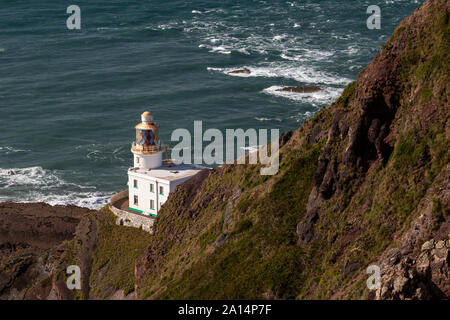 Lighthouse at Hartland Point on the Atlantic coast of North Devon Stock Photo