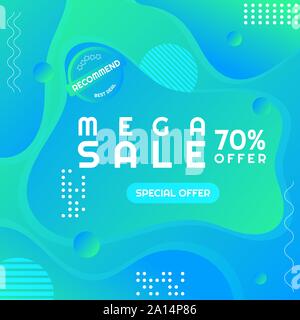 Modern sale poster mega sale memphis style space for your text. vector illustration Stock Vector