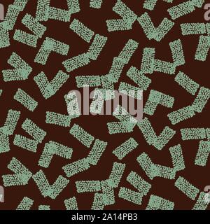 A seamless vetor abstract pattern with teal rectangular shapes on a brown background Stock Vector