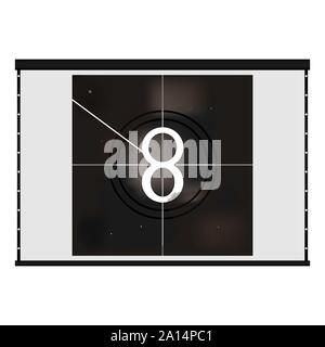Vintage movie film strip with countdown border over grunge background. Vector illustration. Stock Vector