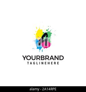 Letter A logo at colorful paint splash background design element template Stock Vector