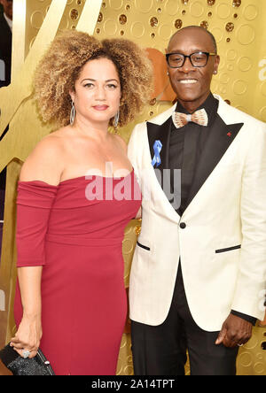 LOS ANGELES, CA - SEPTEMBER 22: Bridgid Coulter and Don Cheadle attend the 71st Emmy Awards at Microsoft Theater on September 22, 2019 in Los Angeles, California. Stock Photo