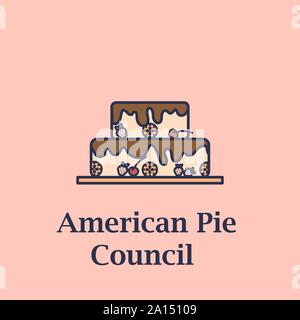 Cake in flat design with text below - American Pie Council. American Pie Council logo Stock Vector