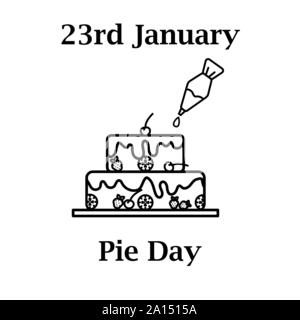 23th january World pie day icon in line art design Stock Vector