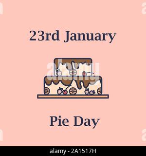 23th january World pie day icon in flat design Stock Vector