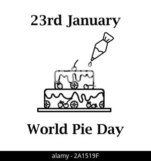 23th january World pie day icon in line art design Stock Vector
