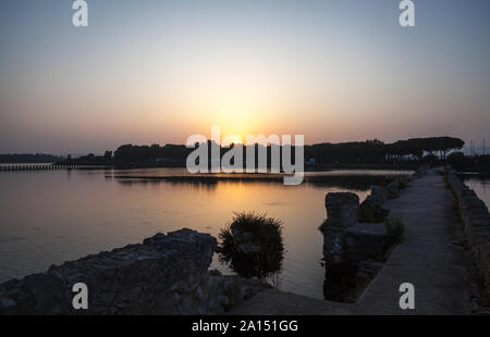 Roman Bridge over the  river calich in Northern Sardinia Stock Photo