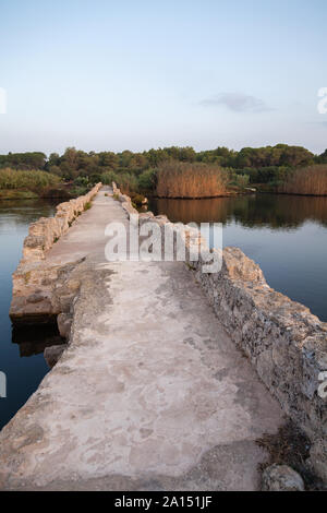 Roman Bridge over the  river calich in Northern Sardinia Stock Photo