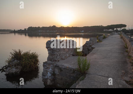 Roman Bridge over the  river calich in Northern Sardinia Stock Photo