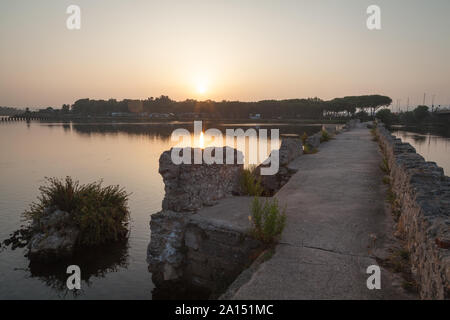 Roman Bridge over the  river calich in Northern Sardinia Stock Photo