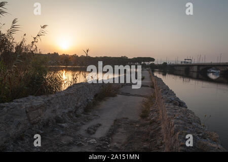 Roman Bridge over the  river calich in Northern Sardinia Stock Photo