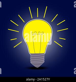 Vector illustration of light bulb, icons. Startup ideas concept on blue background . Thin line art flat style design for web, site, startup. Vector Stock Vector