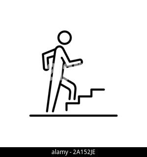Man climbing on the stairs steps icon business people icon simple line flat illustration. Stock Vector