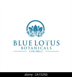 Blue lotus circle Stock Vector