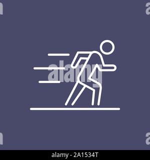 Running man silhouette business people icon simple line flat illustration. Stock Vector