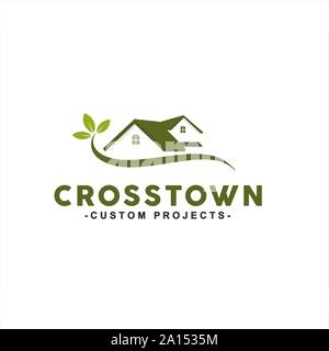 home and leaf for natural logo property Stock Vector