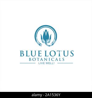 Blue lotus circle Stock Vector