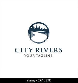 skyline with the river Stock Vector