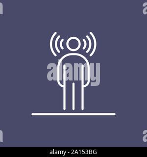 Human wireless radio waves around head business people icon simple line flat illustration. Stock Vector