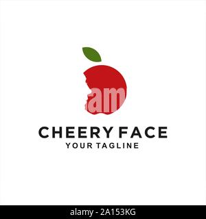 cheery leaf and face Stock Vector
