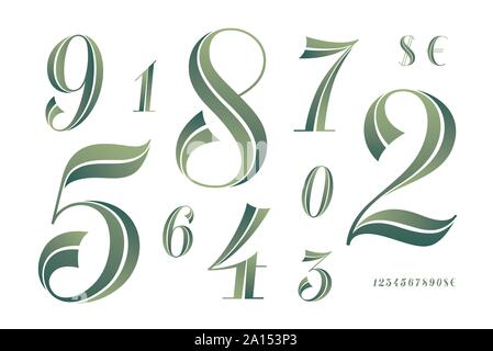 Numbers Font. Classical geometric design of numbers Stock Vector