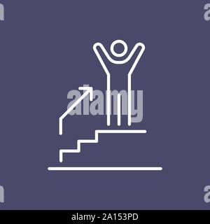 Man climbing on the stairs steps icon business people icon simple line flat illustration. Stock Vector