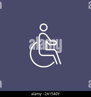 Wheelchair disabled sign business people icon simple line flat illustration. Stock Vector