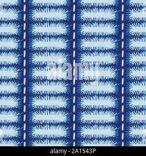 seamless vector abstract pattern with stitched rectangles in indigo blue colors Stock Vector