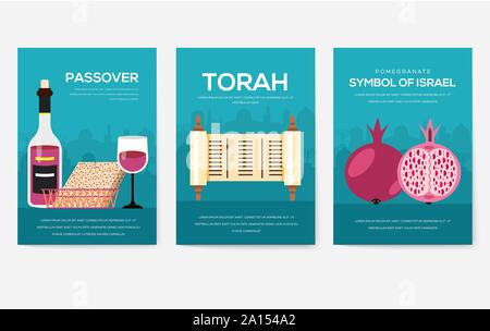 Set of Israel country ornament travel trip concept. Art traditional, magazine, book, poster, abstract, banners, element. Vector decorative ethnic greeting card or invitation design Stock Vector