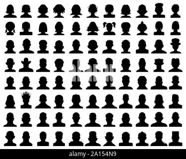 Male and female head silhouettes avatar, profile icons Stock Photo