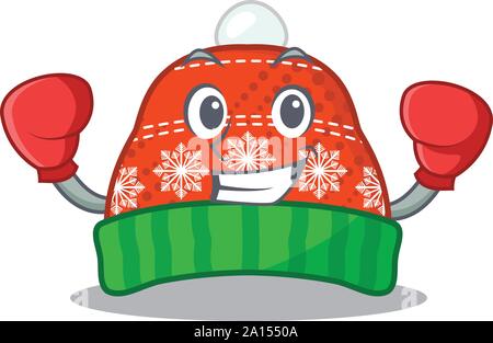 Boxing winter hat isolated in the character Stock Vector