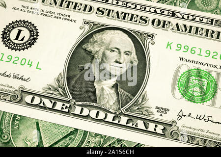 US One dollar bill close up macro Stock Photo