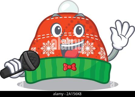Singing winter hat in a cartoon bag Stock Vector