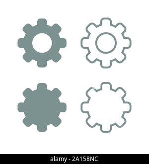 Vector icon set of gears. Flat color style. Stock Vector