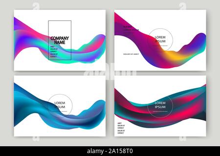 Fluid shapes isolated. Wavy liquid on white background. Bright neon abstract backdrop concept. Trendy gradient waves design set template vector Poster Stock Vector