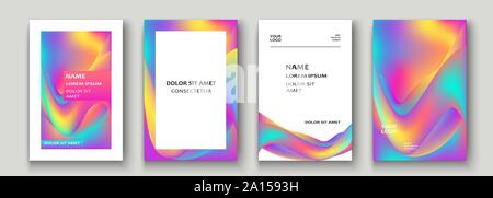 Fluid shapes. Wavy liquid background. Bright neon abstract backdrop concept. Trendy gradient waves design set template vector Poster Layout Magazine F Stock Vector